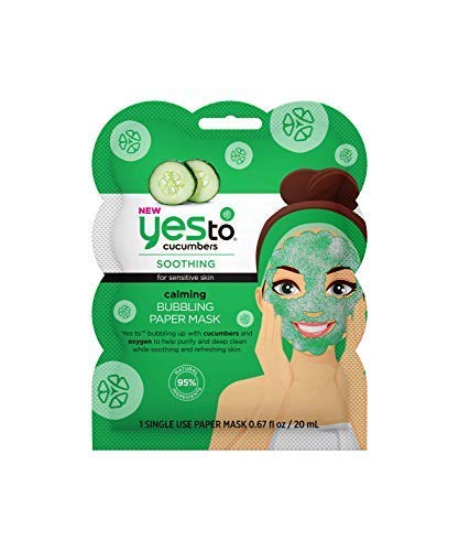 Yes To Cucumbers Calming Bubbling Paper Mask - Single Use | For Sensitive Skin | Cucumbers and Oxyge - //coolthings.us