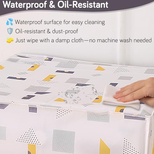 Image of HOKIPO Waterproof Front Load Washing Machine Cover | PEVA Dustproof Protective Cover for 6kg, 6.5kg, 7kg & 7.5kg Fully Automatic Machines | Size 63x62x85 cm, Geometric Abstract (AR-5878-D1)