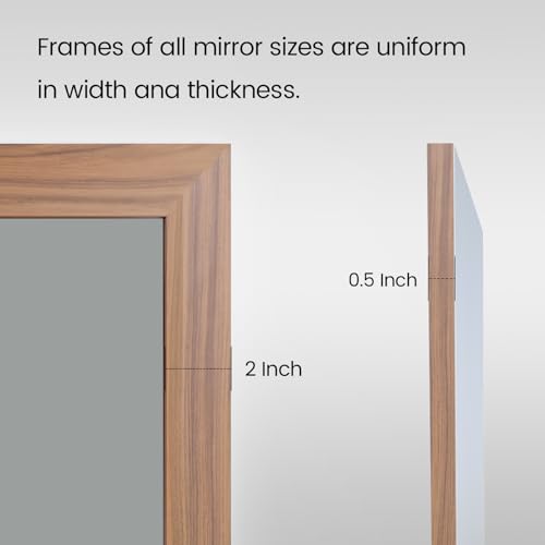 Amorho 50 X36 Inch Bathroom Mirror for Over Sink, Walnut Wood Grain Metal Frame Wall Mirror, Anti-Rust, Hang Horizontally/Vertically, Suitable for Bedroom, Farmhouse, Bathroom, Decorative