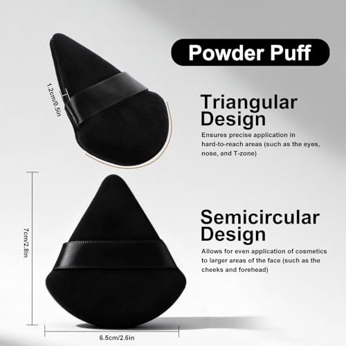 BEAUTYFACTOR Flat Foundation Brush and Powder Puff Set, Korean Makeup Brush Teardrop Sponge for Liquid Foundation,Premium Face Makeup Brush Sponge for Blending Cream Setting Powder