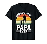 world's best papa ever fathers day awesome dad retro tramonto maglietta