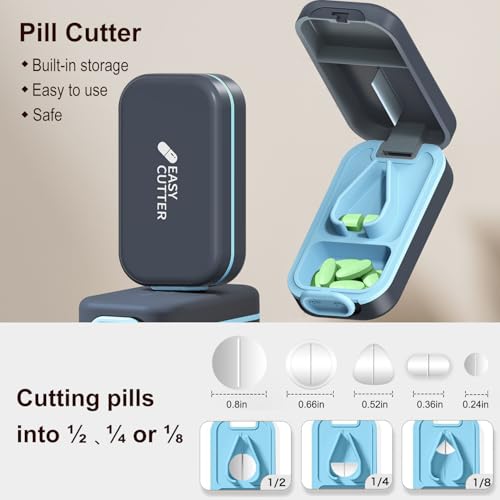 Image of Pill Cutter | Pill Splitter for Small or Large Pills | Design in The USA| Cuts Vitamins |- Adjustable Splitter+ V-Shape Holder & Detachable Pad, Easy to Clean, Safe for Seniors, Kids, Pets-gray