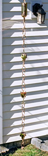 Good Directions Wine Bottle With Grapes & Glasses Pure Copper 8.5-Foot Rain Chain #TOP3