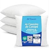 Flowen Coussin Canape 50x50 Lot de 4 Oreillers Decoratif Accessoires pour Sofa Decoration Aesthetic pour Salon et Exterieur Antiallergiques et Anti Acariens avec Taie d'oreiller en Polyester