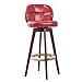 GUOOk Stołki barowe z ergonomicznym oparciem i podnóżkiem, poduszka ze sztucznej skóry, krzesła do jadalni do pubu/restauracji, stołki barowe, z drewna bukowego, czerwone siedzenie