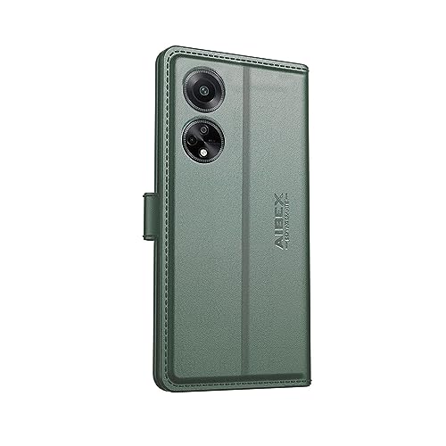 Image of AIBEX Compatible for Oppo F23 5G Flip Cover Leather Finish | Inside TPU with Card Pockets | Wallet Stand | Complete Protection Flip Case - Green