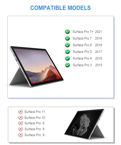 Image of Surface Pro 3 /4 /5 /6 /7 /7+ Keyboard, Ultra-Slim Wireless Bluetooth Surface Keyboard with Palm-Rejection Trackpad, 7-Color Backlit, Sleep /Wake Function, Long Battery Life