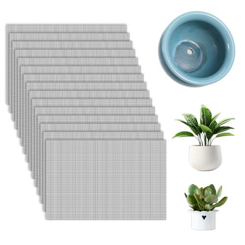 15 PCS Flower Pot Hole Mesh Pad, 11.8x7.8 Inch Plant Drainage Screen Mesh Bonsai Meshs Planter Meshs...