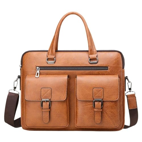 Image of CAVALO - Be Unique Leather Men's Laptop Bag Retro Messsenger Bag Men's Handbag Crossbody Bag Personality Briefcase (upto 14 inch) | Premium PU Leather
