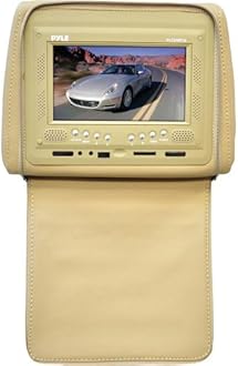 Pyle PL72HRTN Adjustable Headrests w/ Built-In 7'' TFT/LCD Monitor W/IR Transmitter & Cover (Tan)