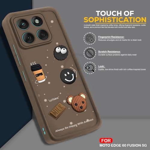 Image of AESTMO Back Case Cover for Motorola Moto Edge 60 Fusion 5G Cover | Cute Fun Cartoon| Silicone Case | Full Body Protection | Camera Protection Back Cover for Motorola Moto Edge 60 Fusion 5G (Brown)