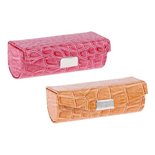 harayaa Pintalabios de PU para Mujer, 2 Colores, C2 Uds., Estuche para Pintalabios de PU con Espejo, Soporte Rectangular para Monedero, Travelase con, Rosa Rojo Naranja, Individual