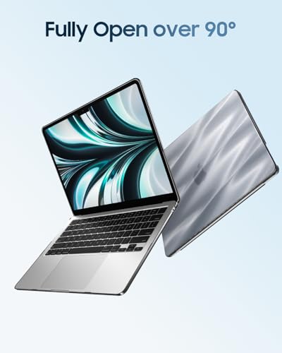 Image of Fintie Case for MacBook Air 13.6 A3449 /A3240 /A3113 /A2681, Satin Silver | 2022-2026, M2 /M3 /M4 /M5, Snap-On Shell Cover, Full Port Access, Easy On /Off, Lightweight