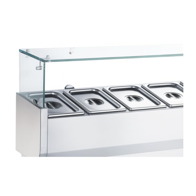 Vitrina ensalada refrigerada con ingredientes 1600 mm - 7 x GN 1/4 - +2°C/+8°C - Inox