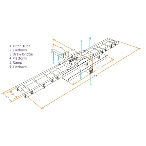 Porta motocicleta de acero resistente para enganche de 2" - Rampa de carga inclinable y con seguro para Dodge RAM 3500 2010-2024 miniatura 3