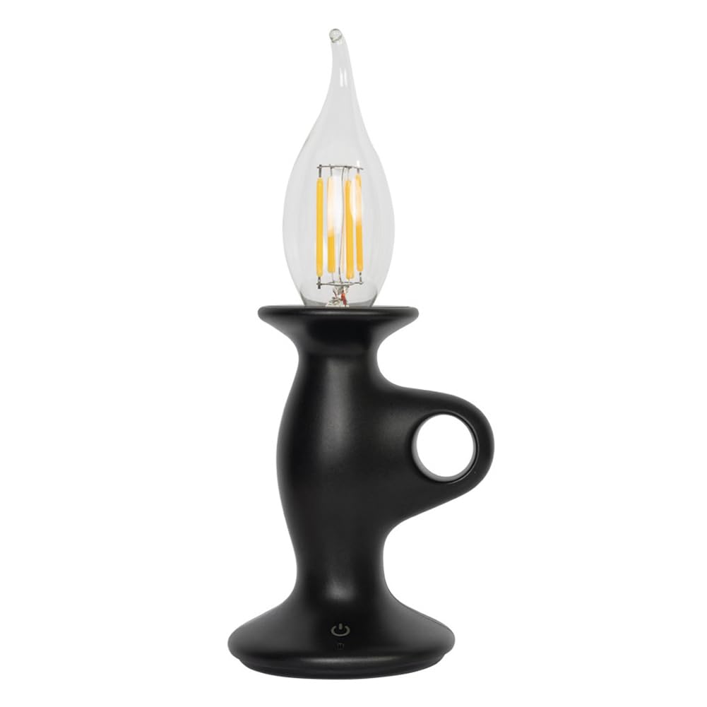 Hndhbfgrt Retro Lamp for Desk Decor Rechargeable Vintage Candle Light Ambient Lighting for Home Black