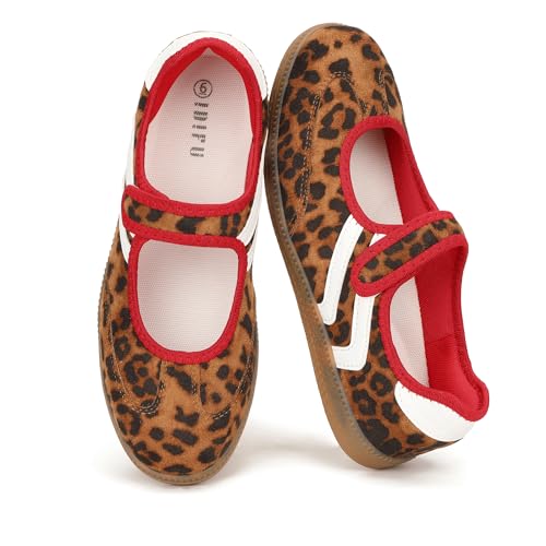 Image of IDIFU Mary Jane Sneakers for Women Retro Fashion Casual Ballet Flats | Lightweight Memory Foam Insole Non-Slip Hook and Loop Spring Tennis Walking Shoes