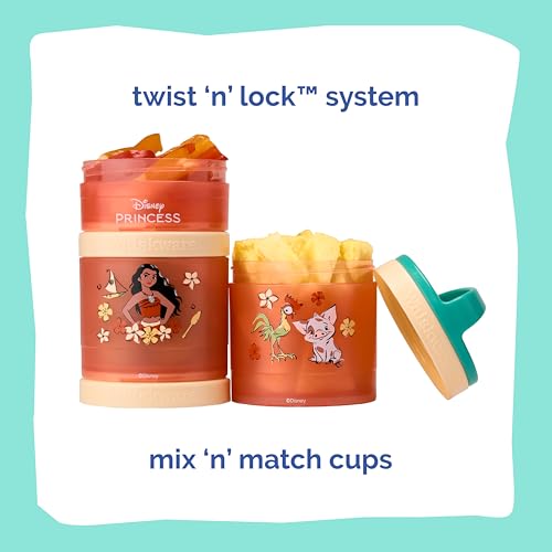 Image of (Moana) DiSNEY PRINCESS Whiskware Stackable Snack Pack - 3 Jar + Handle - Blue /Orange /Pink