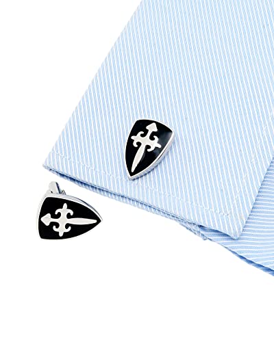 Mancuernillas Crusader Battle Shield para hombre tono negro miniatura 2