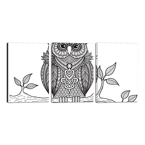 Toile hibou dessinée à la main pour réveiller la décoration murale d'un salon moderne