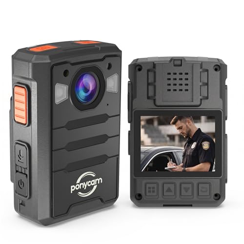 ponycam 1440P 4G GPS Body Camera, SIM Card Included, 17H Record Time, 3600mAH Battery, 128G Memory Audio Video Recording and Intercome Body-Worn Camera, Data-encrypt for Security, Work, Guard