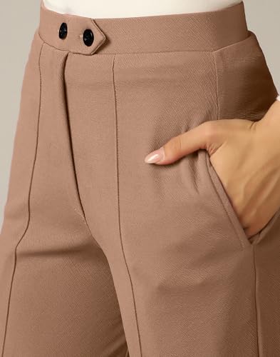Image of SIRIL Women's Polyester Solid Regular Fit Trouser Pant for Office, College & Events Formal Casual Daily Use
