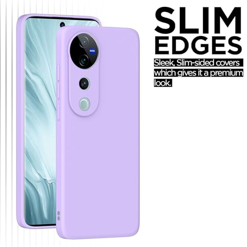 Image of Outlouders Back Cover for Vivo V40 Pro | Camera Protection | Durable Soft Matte Silicone Bumper Case (Purple)