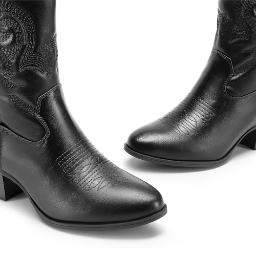 Image of DREAM PAIRS Mid Calf Cowboy Cowgirl Boots for Women