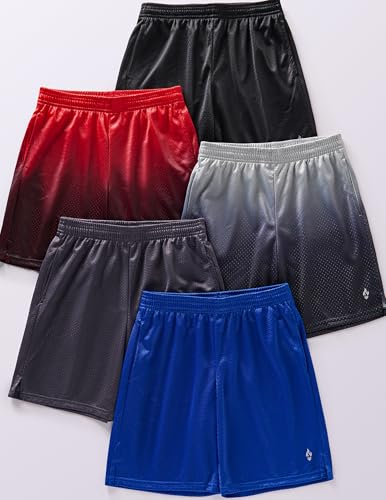 5 pack boys athletic shorts mesh basketball youth apparel kids sports active gear with pockets