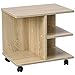 BAKAJI Tavolino da Caffe Salotto Multifunzione Tavolo Divano Porta TV Riviste Comodino con Ruote in Melamina Effetto Legno (Beige)