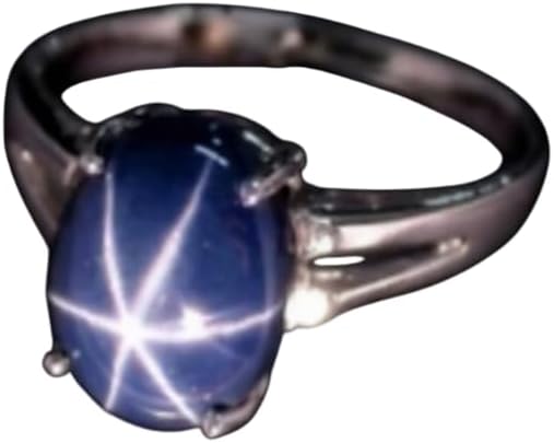 925 Sterling Silver Blue Sapphire Star Gems Ring Elegant Blue Star Gemstone Ring Handmade Traditional Jewelry Gift for Special Occasions