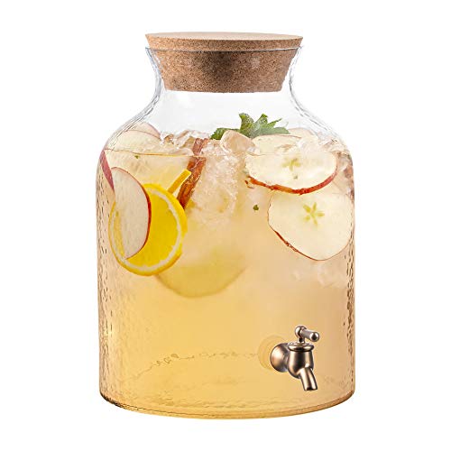 Style Setter Beverage Drink Dispensers Glass & Cork Lid, Clear, 2.7 Gallon