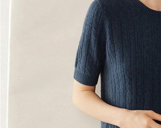 Women Cashmere Sweater Short Sleeve Tshirt Spring Oneck Basic Pullover Female Soft Shirt Girl Clothes3