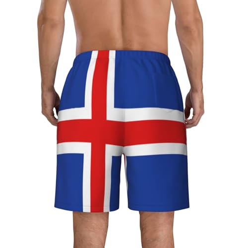 Flag of Iceland Men Beach Pants â€“ Swim Trunks for Men,Quick-Dry and Comfortable, Suitable for Beach, Surf, and Everyday Wear Black4