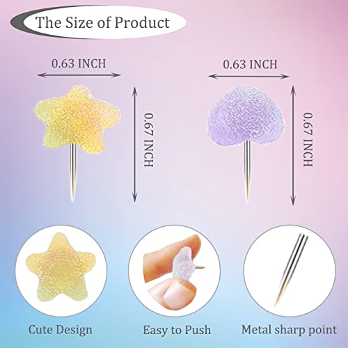 30Pcs Decorative Push Pins, Star Thumb Tacks For Cord Board, Heart Shaped Pushpins Cute Thumbtacks For Bulletin Board, Push Pin Assorted Colors For Map, Photo Wall, Office Decore, Home Accessories #TOP1