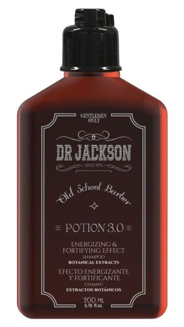 DR. JACKSON Champu Hombre 200 ML. Uso Diario 3 en 1. Shampoo Anticaspa, Champú Pelo Graso y Champu Barba Hombre con Efecto Acondicionador Pelo. Champu Sin Sulfatos ni Parabenos Revitalizador.