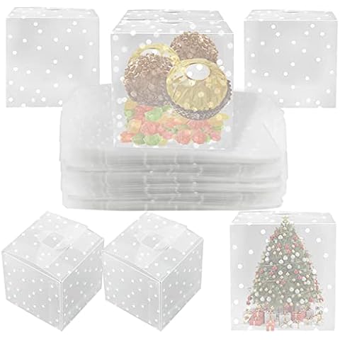 50 Stück Transparente Geschenkboxen Kunststoff Geschenkbox 5 x 5 x 5 cm Kleine Süßigkeiten Box Gastgeschenke Boxen Cover