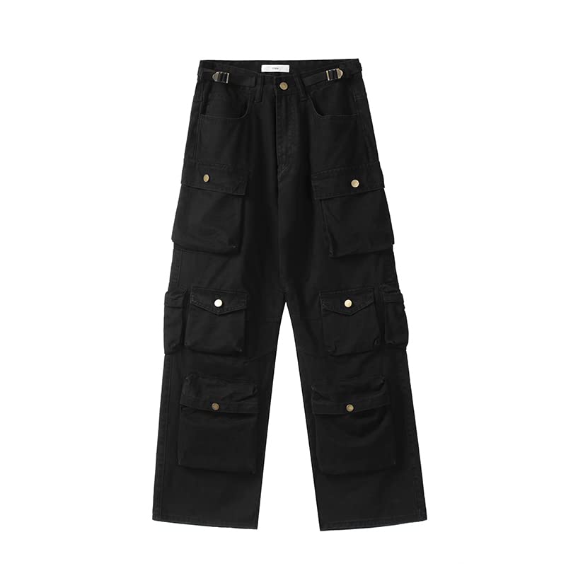 Image of Women's Baggy Cargo Pants Y2K Clothing Multi-Pocket Relaxed Fit Jeans Fairy Grunge Clothes Alt Emo Streetwear