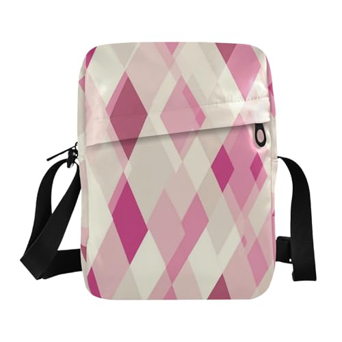 messenger bags for women cross body bag men small crossbody purse Adjustable Strap for Shopping Shopping- Beauty Rhomboid Neutral Hot Pink