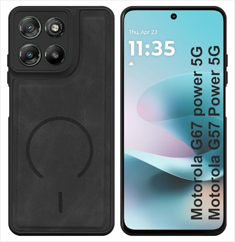 Image of SBMS Back Cover for Motorola G67 power /G57 Power | Ultra Slim Soft Rubberised Hard Case | Oil Feel Soft Leather Back | Mag-Safe Design (Mag-Safe Not Support) | Camera Protection Moto G67 power (Black)
