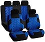 FH Group Car Seat Covers Full Set Blue Premium Cloth - Universal Fit, Automotive Seat Cover, Low Back Front Seat Covers, Airbag Compatible, Split Bench Rear Seat, Washable Seat Cover for SUV, Sedan