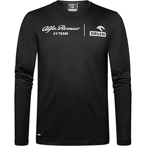 ALFA ROMEO T-Shirt Manche Longue Orlen Formule 1 Logo Racing Officiel Team F1 - Noir - XL