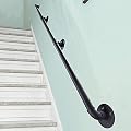FlySkip Handrails for Indoor Stairs 8ft 3 Sections Galvanized Steel Pipe Stair Railing Non-Slip Wall Mount Hand Rail for Outdoor Indoor Stairs Porch Deck (8FT)