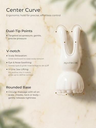 MATRÚM Gua Sha Scalp & Facial Tool, 6-in-1 Rabbit Ear Head Massager for Tension Relief, Lightweight Resin Face Sculptor for Jawline, Lymphatic Drainage & Eye Depuffing, Travel Self-Care Gift - image 3