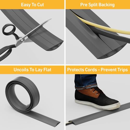 image for D-Line 6ft Floor Cord Cover, Cable Channel, Protect Cords, Prevent Tri