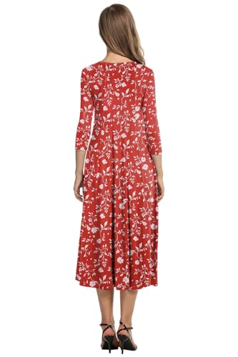 Image of HOTOUCH Women's 3 /4 Sleeve A-line and Flare Midi Long Dress