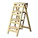 Tabouret d'escalade D'Intérieur, Tabouret Pliant Mince Robuste Tabouret/Échelle De Chaise Pliante avec 4 Marches, Échelle Domestique en Bois, Tabouret Allongé, Tabouret Haut