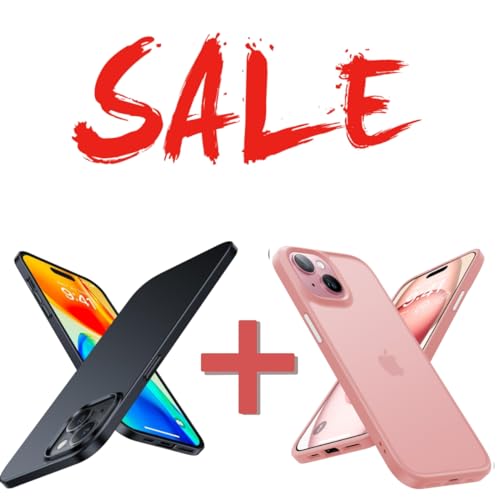 TORRAS Slim Fit & Shockproof Designed for iPhone 15 Case, Black & Pink