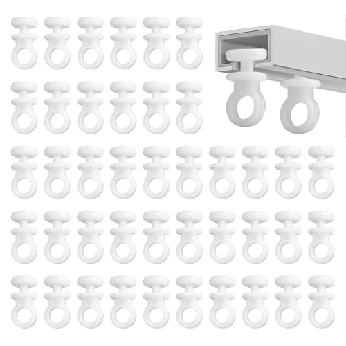 100 Pcs Plastic Nano Curtain Rail Wheel Track with Multi-Use Hooks for Windows Doors and Shower Curtains - White