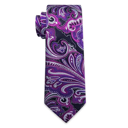 Image of YourTies Silk Paisley Floral Tie and Pocket Square Cufflinks with Lapel Pin Sets for Men 5PC Wedding Party